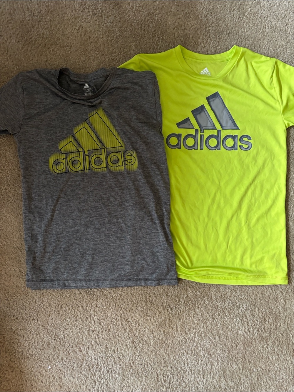 Adidas Kids Short-Sleeve Tees and Zip Up in Gray and Neon Yellow
